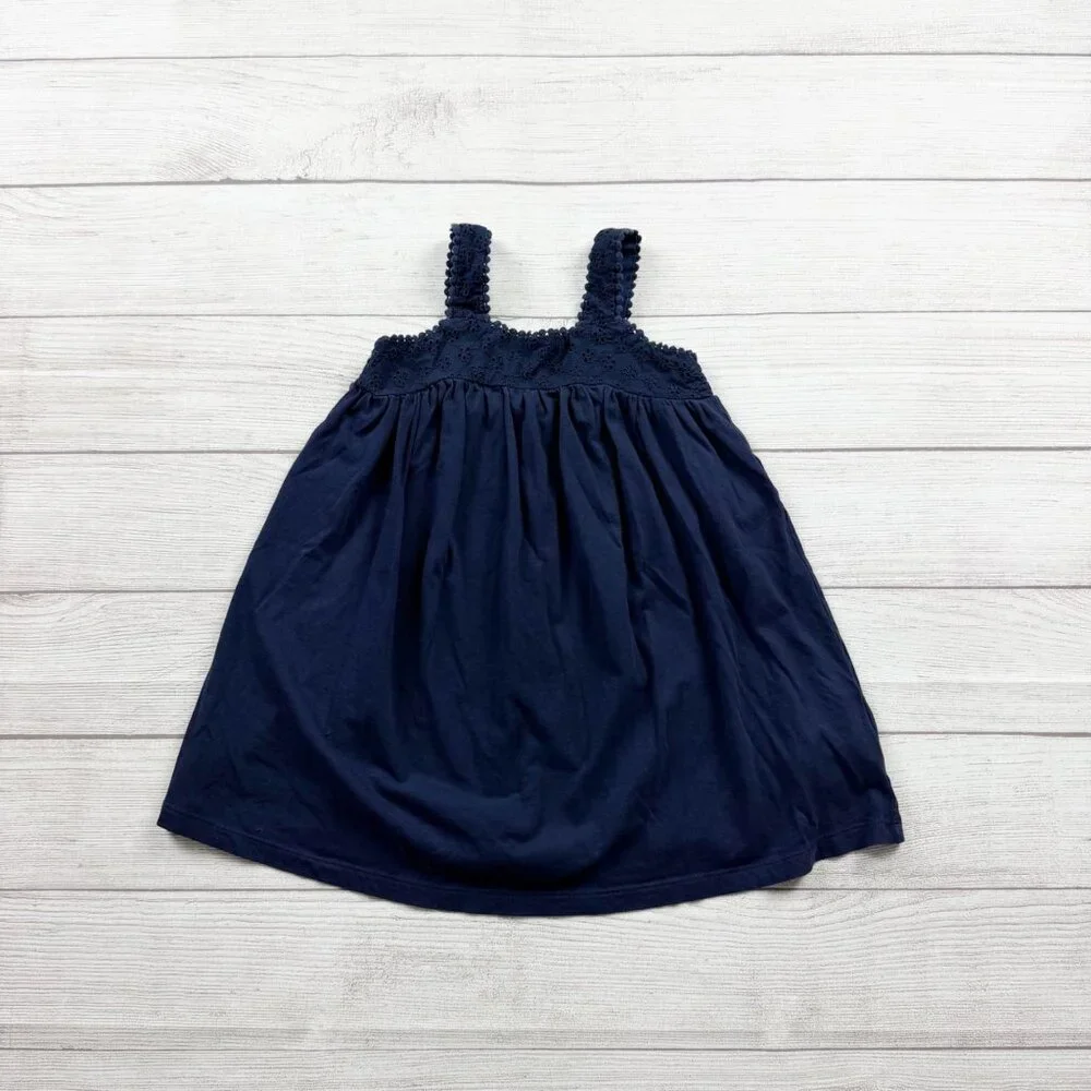 Baby Gap Navy Sundress Girls Eyelet Lace Trim Sleeveless Summer Dress 4T